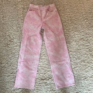 Zara Wide Leg Pink Tie Dye Jeans Sz 4
